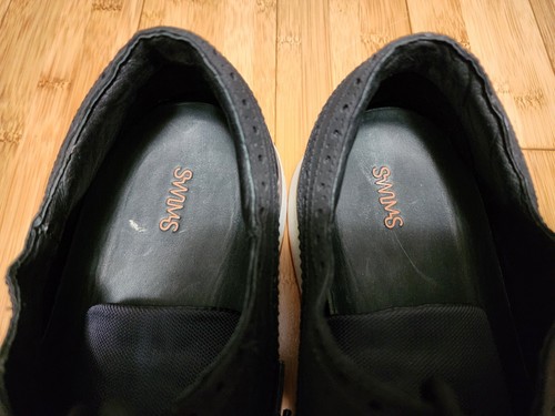 Swims Wingtip Oxford Shoes Sneakers Mens Sz 12 Black Blue Suede Boat Comfort - Picture 7 of 10