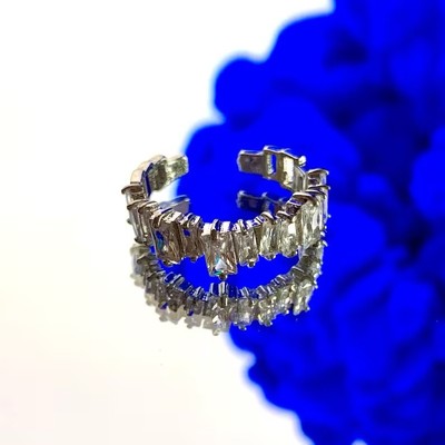 Offener Ring Silber Baguette verstellbar