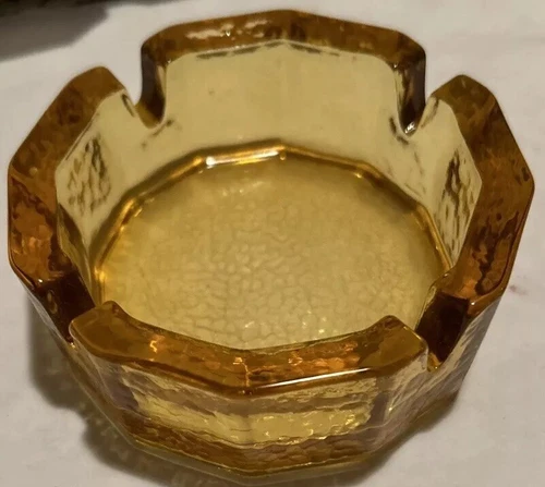 Vintage Federal Glass Co Amber Pebbled Ashtray 3 3/4"