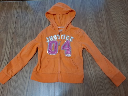 Lot of 2 Justice Sweatshirt Hoodie Size 6 Athletic Monkey Print Teal Orange - Picture 6 of 9