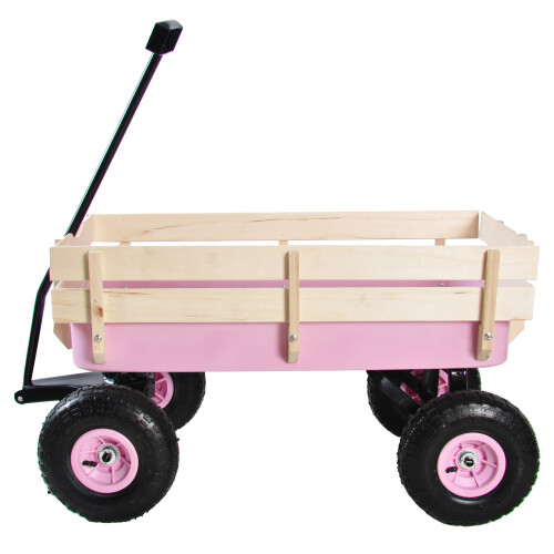 Outdoor Wagen Geländezug mit Holzgeländer Luftreifen Kindergarten, pink - Bild 1 von 12