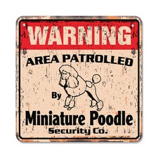 MINIATURE POODLE Vintage Security Plastic Sign Area Patrolled dog pet gag funny