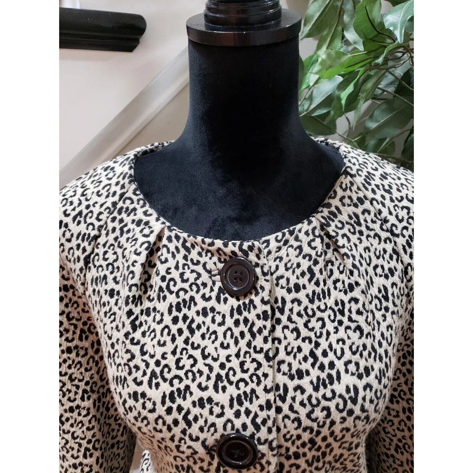 Blazer Kim Rogers Mujer Tostado Negro Estampado Leopardo Informal Botón Frontal Talla Pequeña M Foto 2 de 4