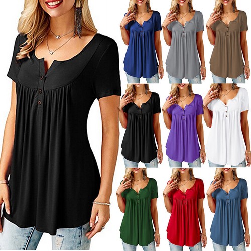 Womens Summer Short Sleeve T Shirt Tops 