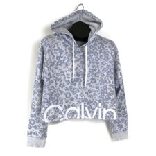 Calvin Klein Performance Animal Print Cropped Logo Hoodie Women's XL Activewear