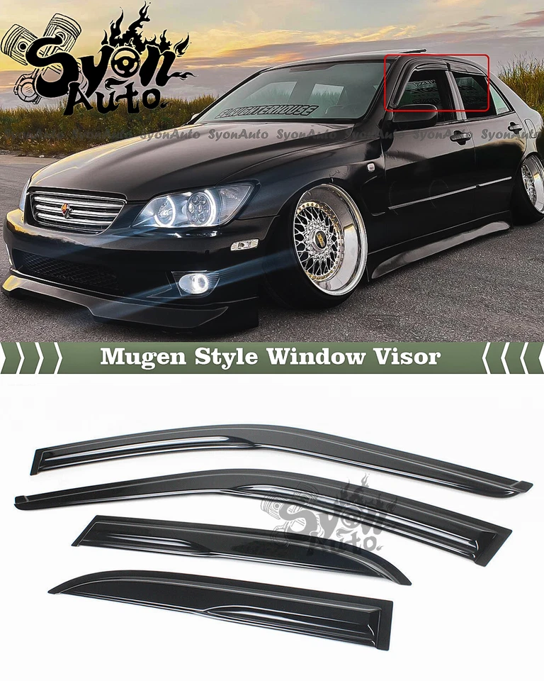 SE ADAPTA A 2001-05 LEXUS IS300 JDM ESTILO MUGEN VISERA DE VENTANA PROTECTOR DE LLUVIA DEFLECTOR VENTILACIÓN Foto 2 de 4