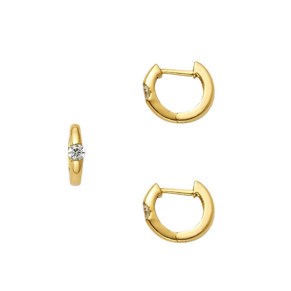 Gold 14K Yellow Gold Cubic Zirconia Huggies Earringsrings
