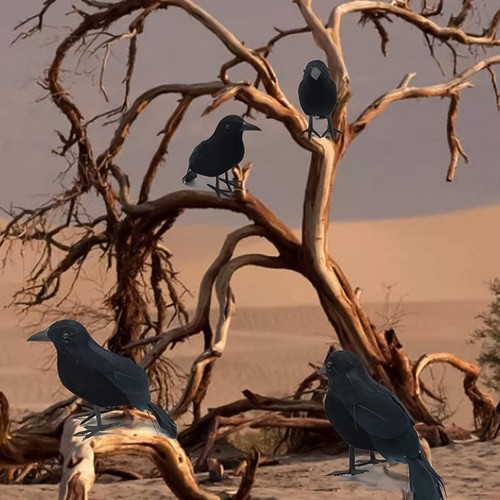 3PCS Halloween Feathered Crows Decor Realistic Raven Birds Halloween Prop Decor - Picture 9 of 9