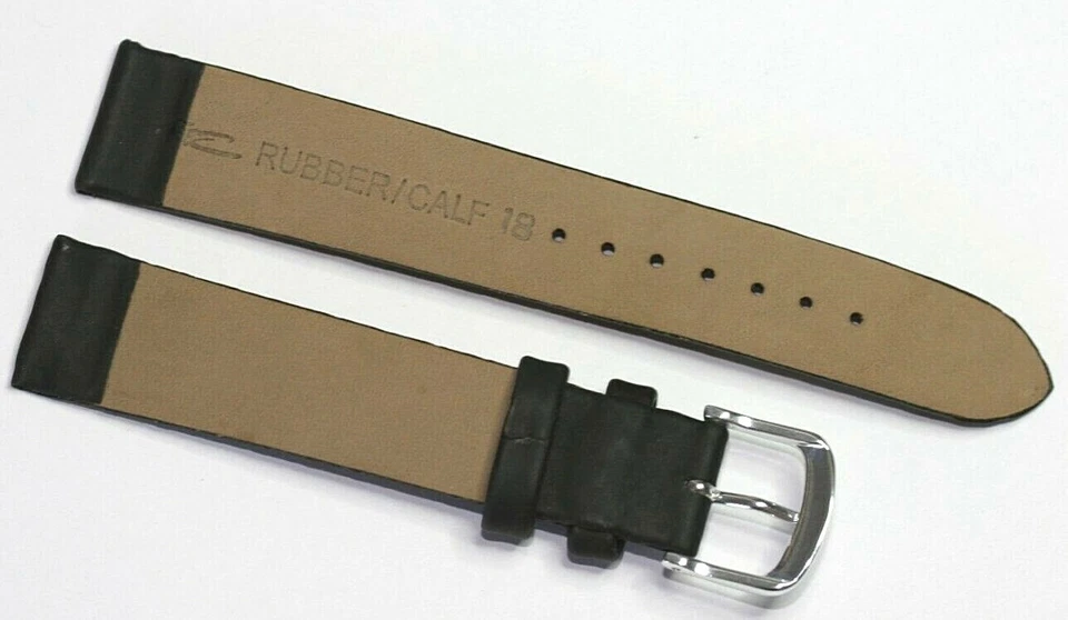 Correa de reloj 18mm limpia goma suave flexible negra buena calidad ZRC Francia Foto 2 de 4