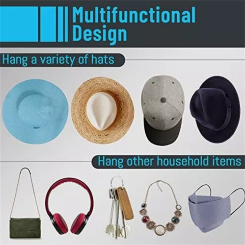 Self Adhesive Hat Hooks Wall Baseball Caps Holder Sticky Rack Hanger Shelf Hook - Picture 14 of 26
