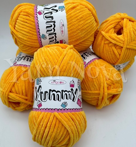 King Cole Yummy Chenille Knitting Crochet Yarn Wool - 5x100g Balls - 4752 Yellow - Picture 7 of 11