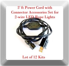 12 x 5' ft Power Cord with Connector Accessories Set for 2-wire LED Rope Lights