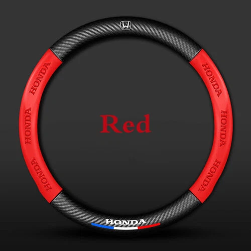 Cubierta Volante Cuero Genuino Para Honda Civic Accord CR-V Rojo 15" 38cm Foto 2 de 4