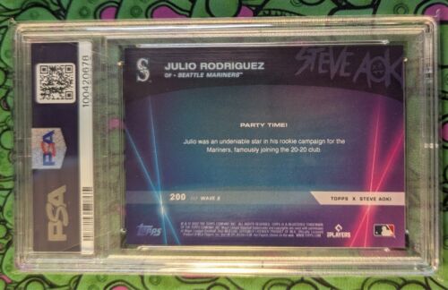 JULIO RODRIGUEZ 💎 RC Blue Glitter Blast 1/75 💎 2022 Topps X Steve Aoki 200 /75 - Picture 4 of 4