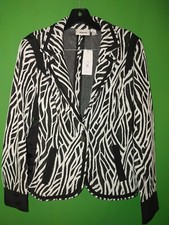3473 NWT CHICO'S 0 black animal print blazer jacket knit fitted pockets new