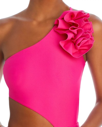 Ramy Brook Nyomi One Shoulder Cut-Out One Piece Swimsuit, Perfect Pink, S, L - Picture 4 of 5