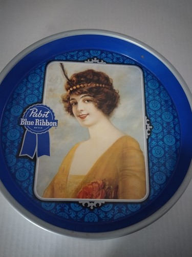 Vintage Pabst blaues Band PBR Bier Tablett P-1489 Metall 13" Durchmesser