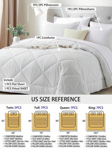 Piece Solid Color Comforter Set,Geometric Pattern Bedding Set,Queen,All-Season - Picture 73 of 123