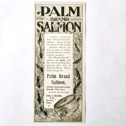 Baldwin Palm Brand Canned Salmon 1897 Advertisement Victorian Fish ADBN1A5