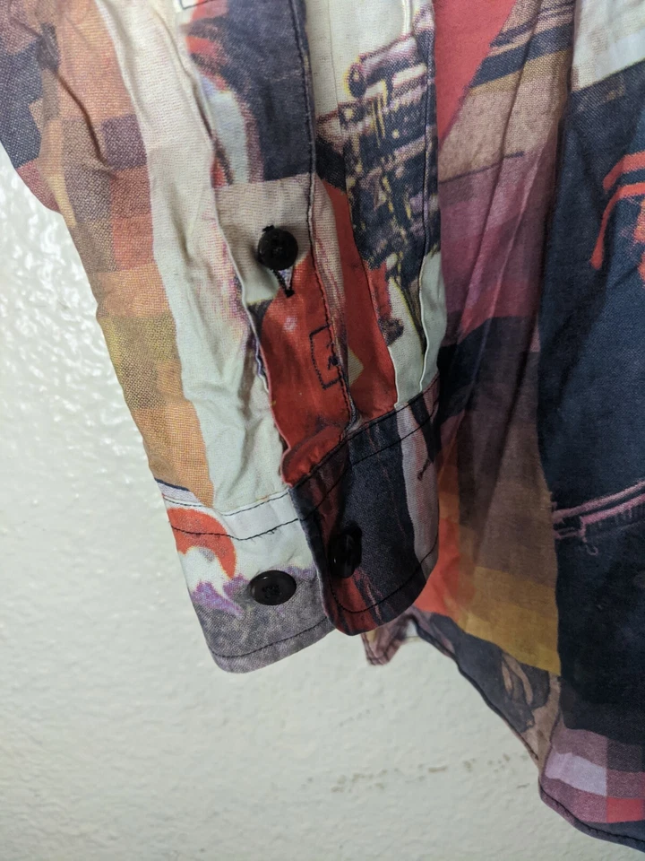 Y2K ECKO DAREDEVIL Comic All over Print Newspaper Button Up Shirt Men XXL Cotton - Image 3 of 4