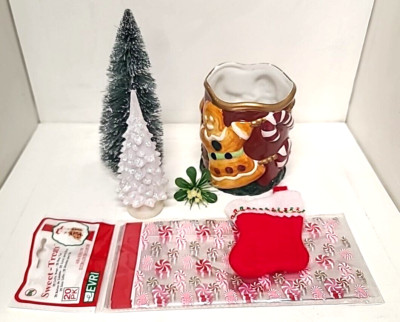 Christmas Decor Lot Lemax Miniature Trees Gingerbread Candle Stocking Cello Bags