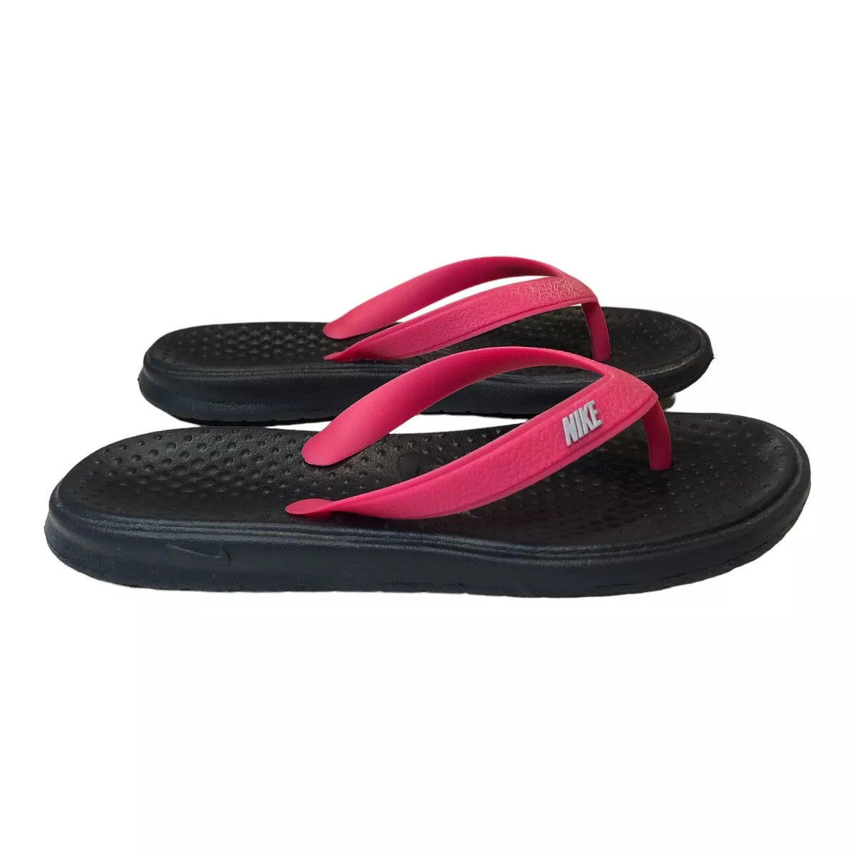 Nike Solay Girl’s Size 13 Black & Pink Flip Flop Thong Sandals