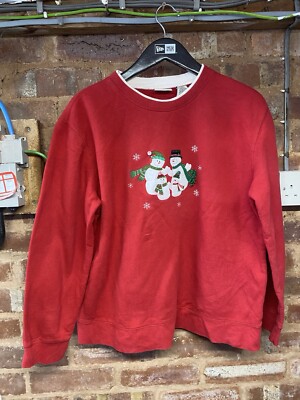 Vintage Damen Classic Elements Weihnachten Santa Sweatshirt Rot L Large