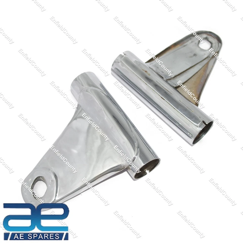 Par de cubiertas de horquilla de montaje de soporte de faros Kawasaki KH 250 acero cromado Foto 2 de 4