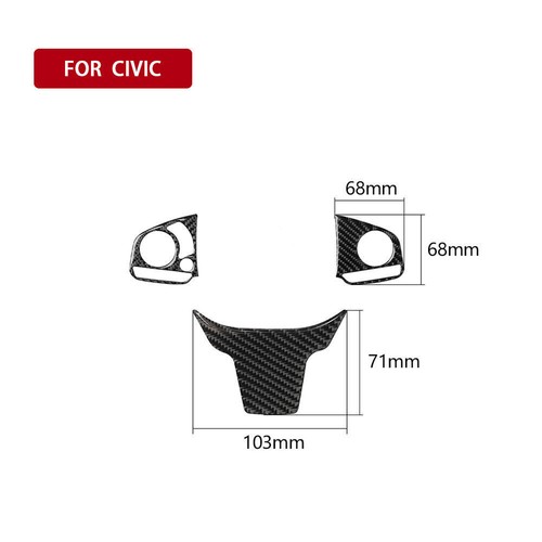 3x Carbon Fiber Steering Wheel Decal Cover Sticker For Honda Civic 10th 2016-19 - Picture 2 of 8