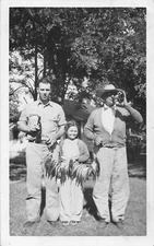 VTG Men Drinking Beer Stringer Fish 1950sPhoto Fishing Catch of the Day Girl