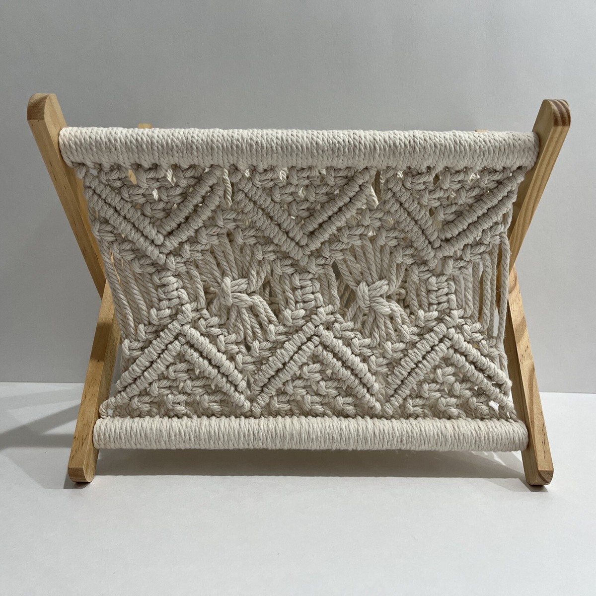 Mkono Macrame Magazine Rack Boho Holder Storage Standing  Macrame Magazine Rack Boho Magazine Holder Storage Standing Basket for Books main image 0