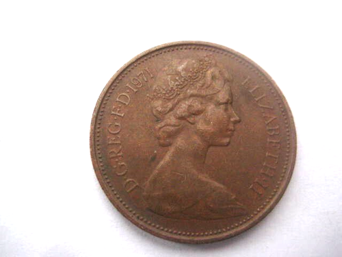 UK 2 New Pence 1971 British Coin Elizabeth II Nice Circulated Condition