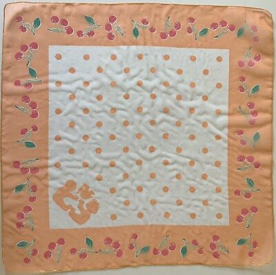 C1 A pfirsichfarben orange Punkte Design 23 Zoll quadratisch modern Vintage schier Chiffon Schal