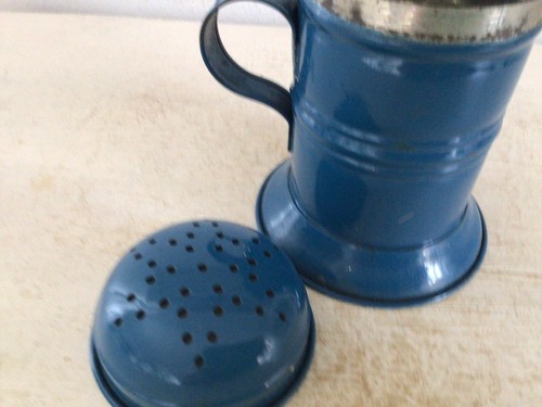 Alter Blechstreuer Puderzuckerstreuer ? Blechdose Shabby Frankreich Blau Deko - Bild 12 von 15