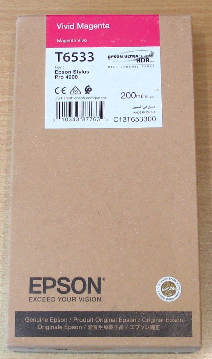 GENUINE EPSON T6533 Vivid Magenta ORIGINAL 200ml ink cartridge for 4900 date2021