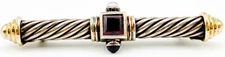 David Yurman Garnet Stone 925 Sterling Silver Renaissance Brooch Pin 2”