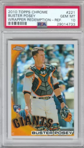 2010 Topps Chrome Giants Buster Posey Refractor Rookie Card #221 PSA 10 (4733)