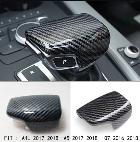 Black Carbon Fiber Gear Shift Knob Cover Trim Protection Fit 2017-2018 A4L A5 Q7