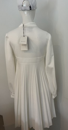 AUTH.GUCCI GUCCI Embroidered Technical Jersey White Pleated Tennis Dress M NEW - Picture 7 of 12