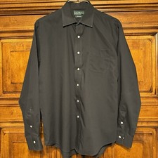 LAUREN Ralph Lauren Men s 16 34/35 Non-Iron Button-Up Shirt Black 100 Cotton