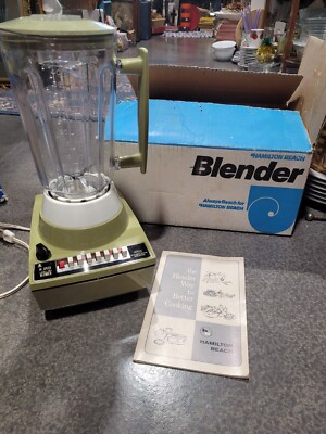 Vintage Blender Avocado 14-Speed Hamilton Beach Scovill 606 44oz Pitcher 720 W