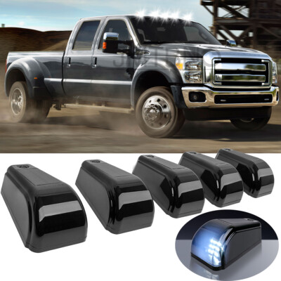 5Pcs White Wireless Solar Smoked Cab Marker Rooftop DRL For Ford F150 F250 F350