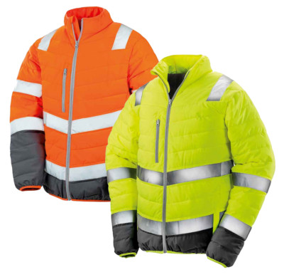 Result Safe-Guard Soft Padded ORANGE or YELLOW Safety Hi Viz Jacket Coat
