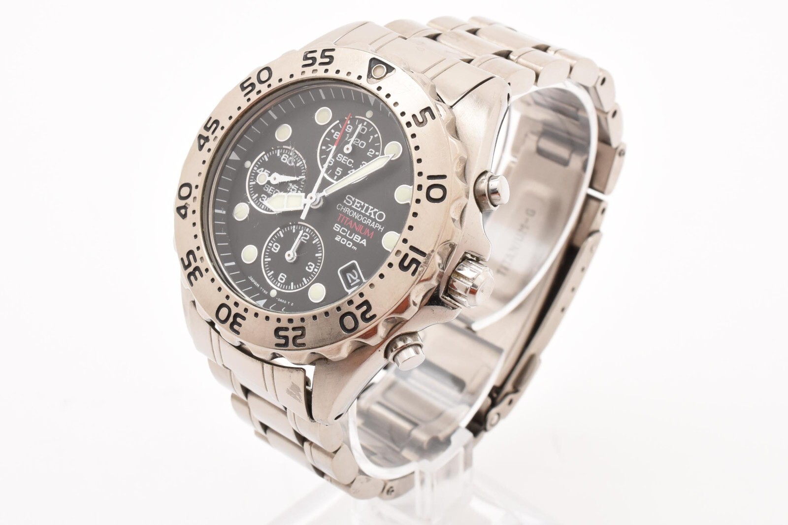 SEIKO Titanium Scuba Chronograph 200m Men's Quartz Watch 7T92-0BD0 Japan