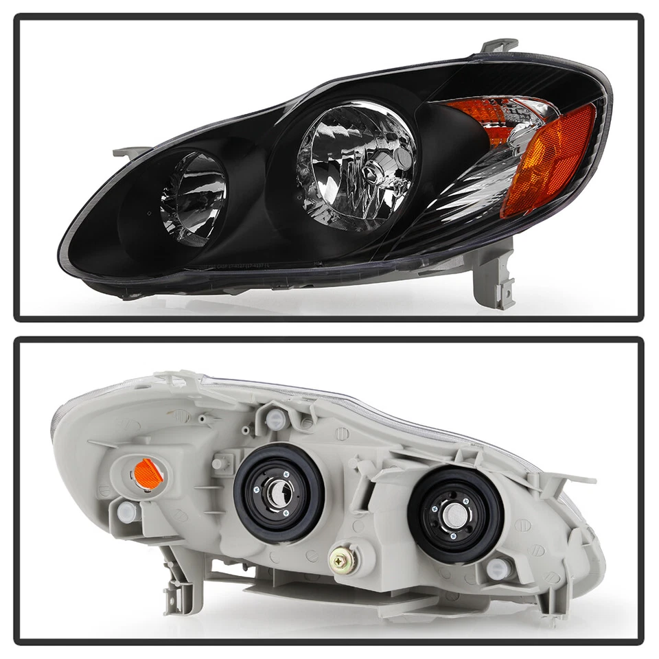 Faros de repuesto para Toyota Corolla 2003-2008 negros faros izquierda+derecha Foto 2 de 4