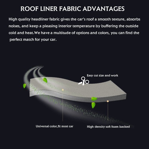 Headliner Materials Soft Velour Finish Car Truck Hot Rod Hood Roof Lining Fabric - Picture 5 of 21