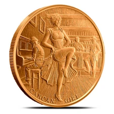 Prospector Series - CanCan Girl  -  1oz .999 copper round