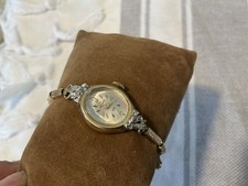 Vintage Helbros Ladies Watch 17J Swiss Gold Tone Speidel 10K GF Band Deco