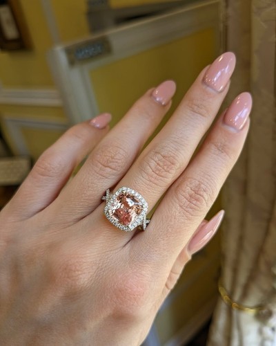 Beautiful Tourmaline stone ring Unique design band engagement ring for her - Picture 8 of 8