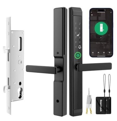 JNZCH Sliding Door Smart Lock W/ Fingerprint, Card, App, Key, Touchscreen, Black